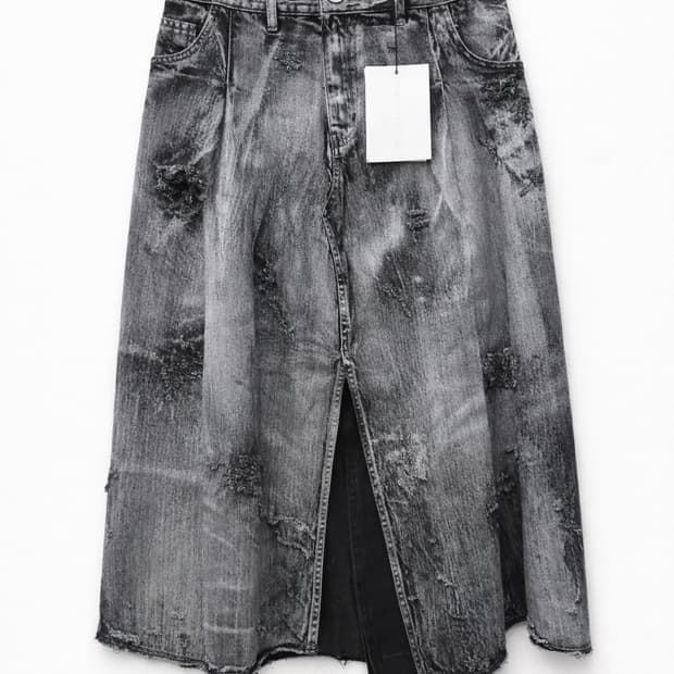 PEOPLE OF THE WORLD 데미지 데님 롱스커트 L