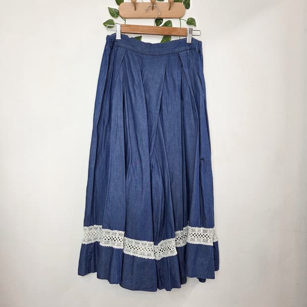 레이스 데님 팬츠