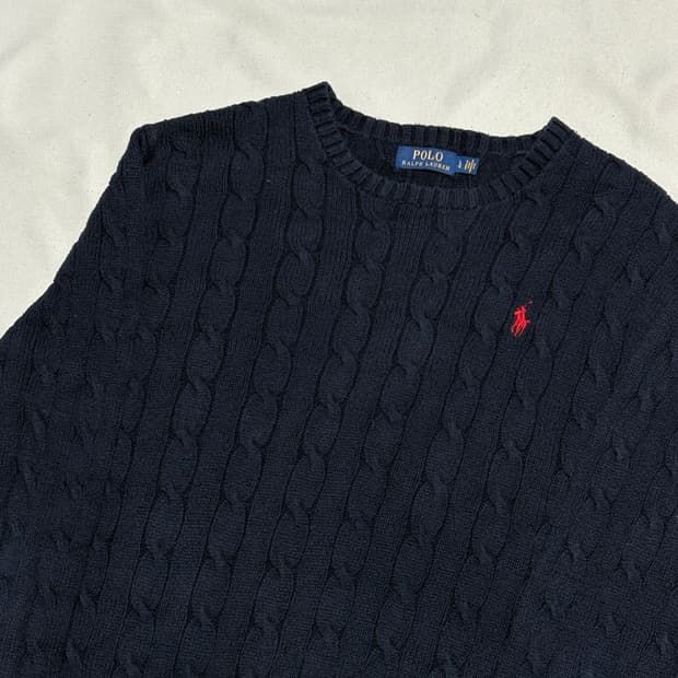L 폴로랄프로렌 네이비 케이블 니트