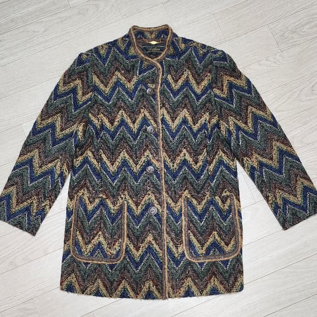 일본 브랜드  패턴 트위드 코트 ●표기사이즈 0 (55~66)