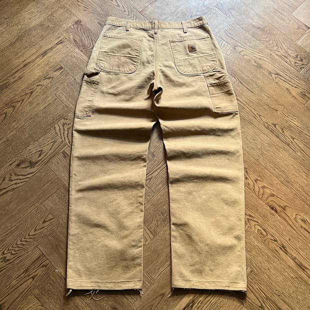 [34]칼하트 USA 빈티지 페이딩 브라운 싱글니 카펜터 워크 팬츠