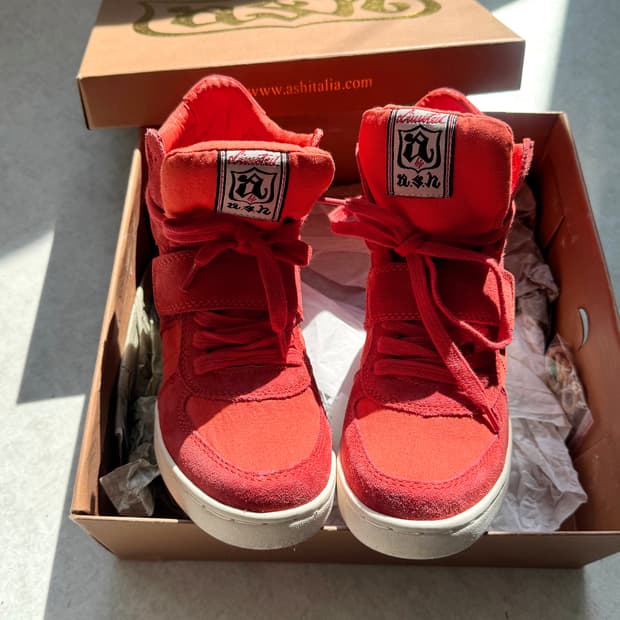 ASH 보위 웨지힐 하이탑 스니커즈 자몽맛