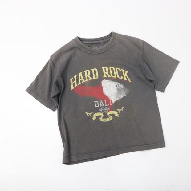 하드락 카페 발리 빈티지 페이디드 차콜 그래픽 반팔 티셔츠 (S)
