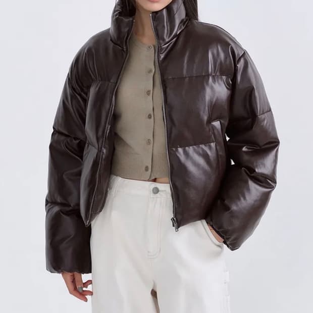 [S] 무탠다드 비건레더 숏 패딩 자켓
