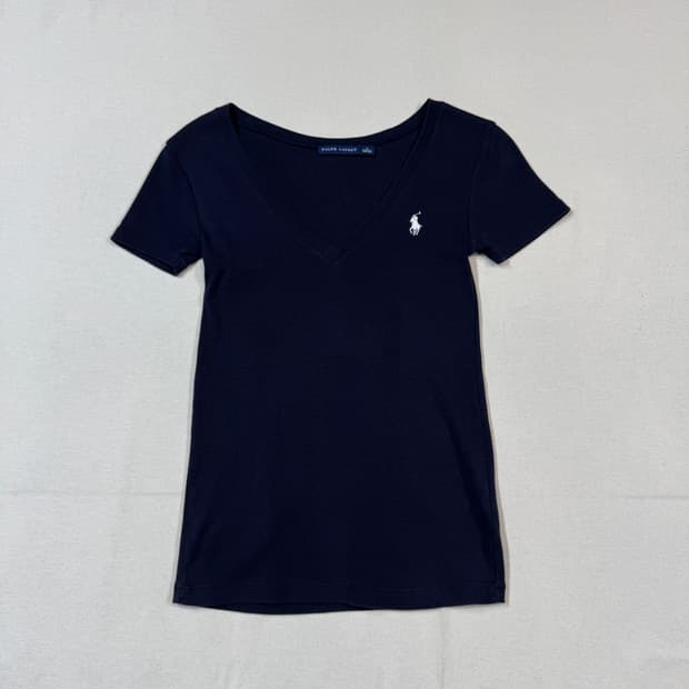 S) 폴로 랄프로렌 네이비 브이넥 반팔 티셔츠