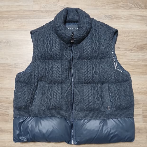 SISLEY 시슬리 로고 니트 패딩 조끼 다운 자켓 베스트