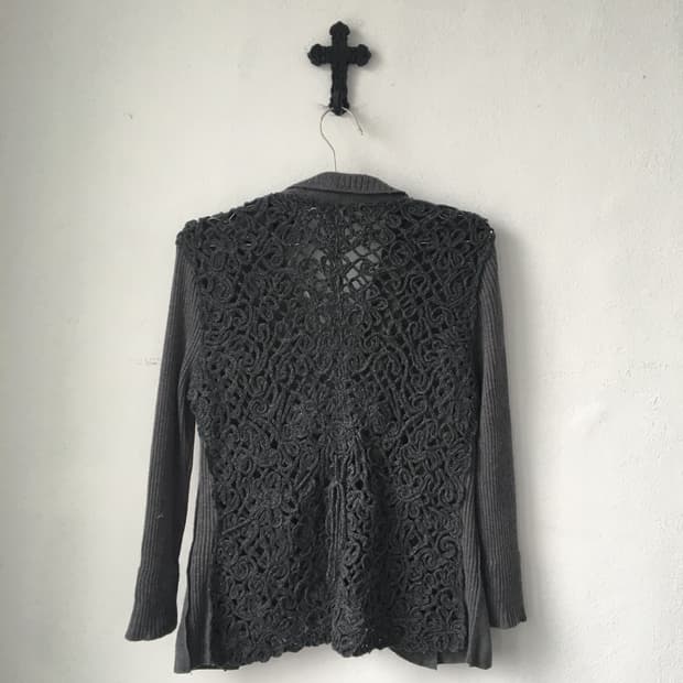 Back crochet point knit jacket