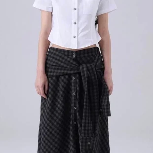 탠스댄스 파히 체크 스커트Check shirt skir