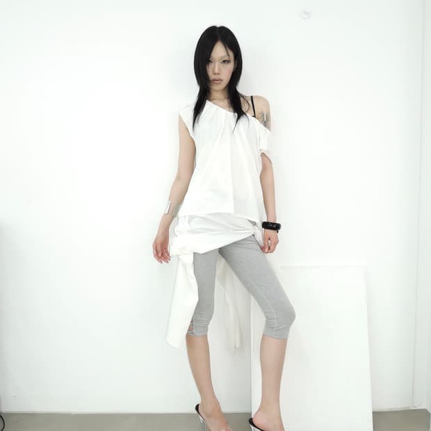 White Draped Pleated Gather Top