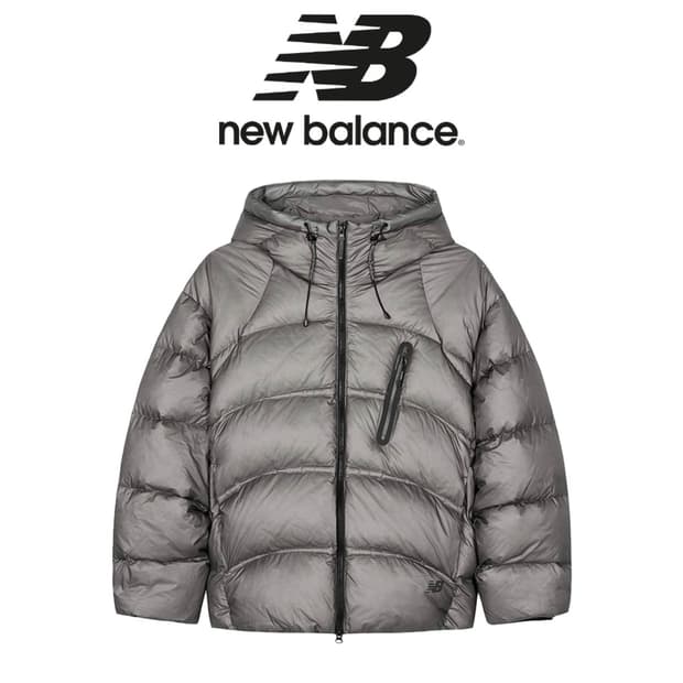 뉴발란스 패딩 UNI 플라잉77 슈퍼라이트 후드형 헤비 구스다운 그레이