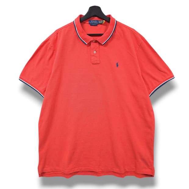 [2XL] 폴로 레드 배색 트림 클래식핏 코튼 피케 반팔 카라티