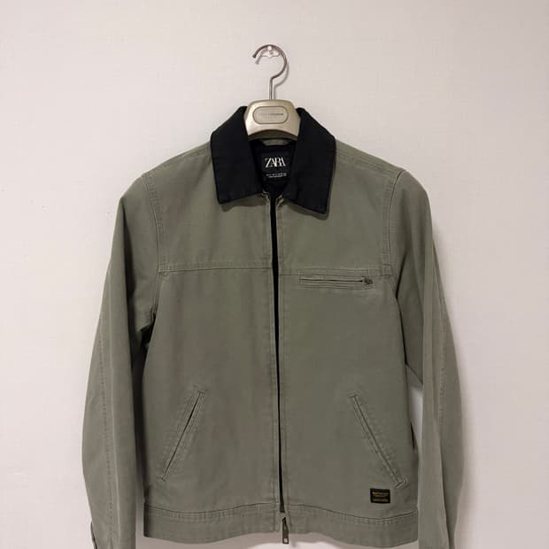 자라 콘트라스트 칼라 자켓 라이트 그린