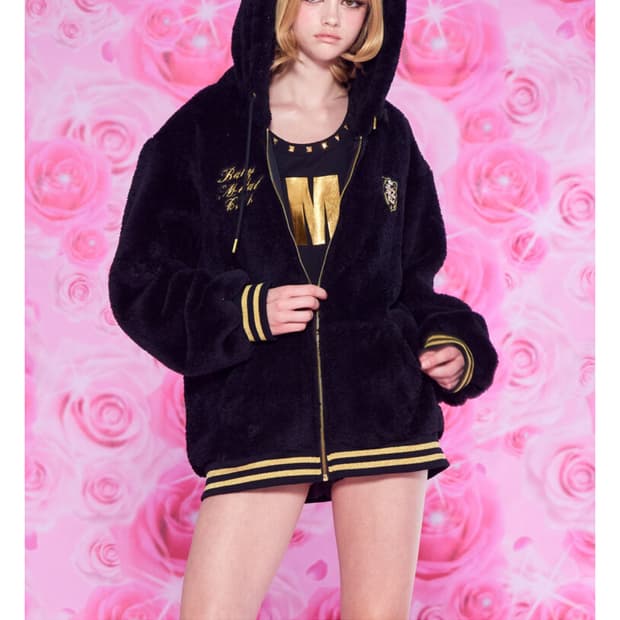 베이비메탈클럽 마시멜로우 키티 퍼 자켓 후드 / 베메클 갸루 오네갸루