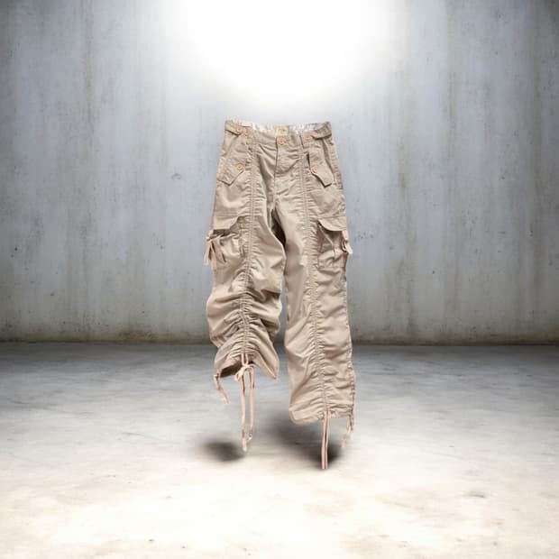 빈티지 셔링 카고바지 로우라이즈 팬츠 코이세이오