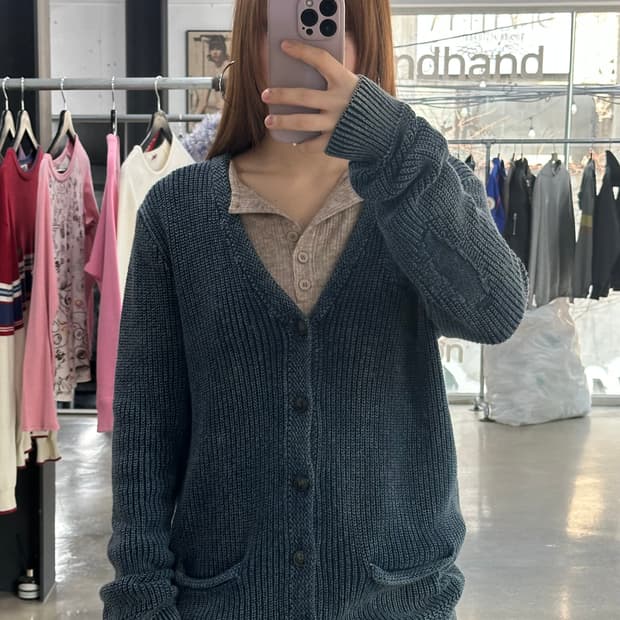 폴로랄프로렌 워시드 데미지 니트가디건