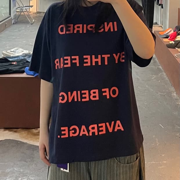 LUIRE 레터링 네이비 반팔 H2799