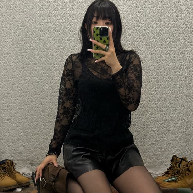 앤클라인 고딕 고스모리 플라워 레이스 시스루 롱슬리브 K0354