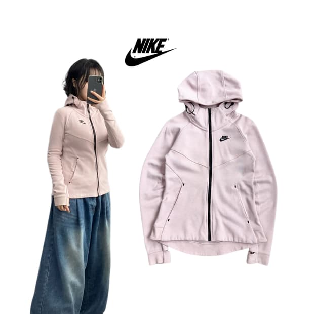 나이키 핑크 테크플리스 테크팩 후드집업
