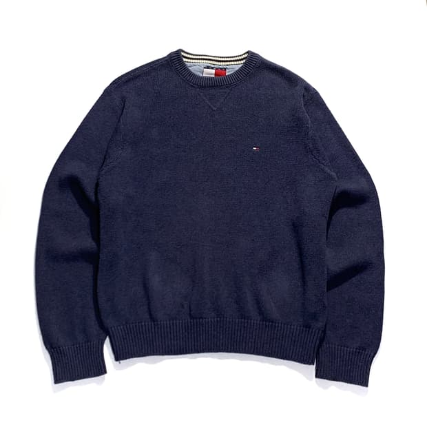 타미힐피거 네이비 코튼 니트 