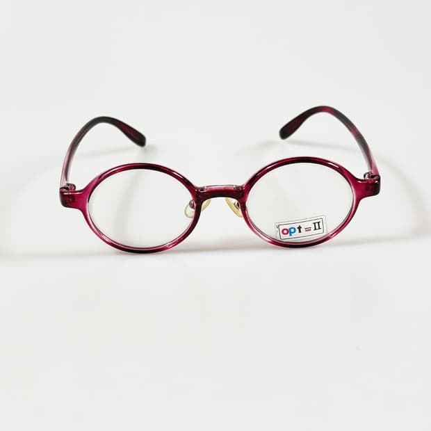 90s OPT II 버건데 뿔테 라운드 아세테이트 빈티지 안경