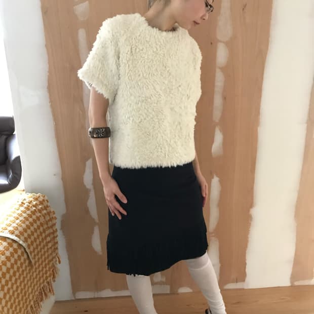 vintage suede tassel skirt (28inch)