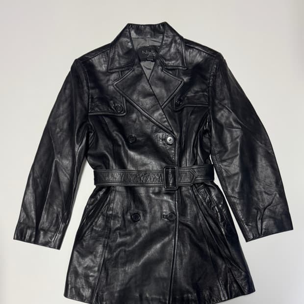 여성 리얼 양가죽 벨티드 코트 자켓 55 블랙