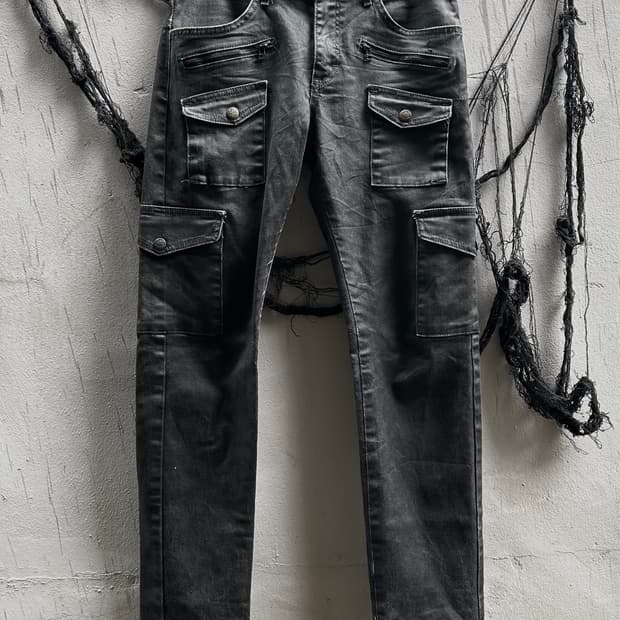 *RARE* JPN 펑크 00s Lee 코팅 블랙 슬림핏 포켓 데님팬츠