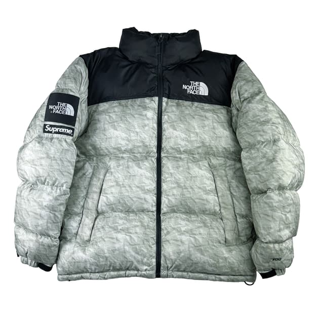 슈프림 x 노스페이스 페이퍼 프린트 눕시 자켓