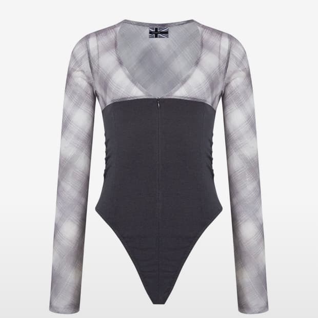 플리즈노팔로우 체크 바디수트