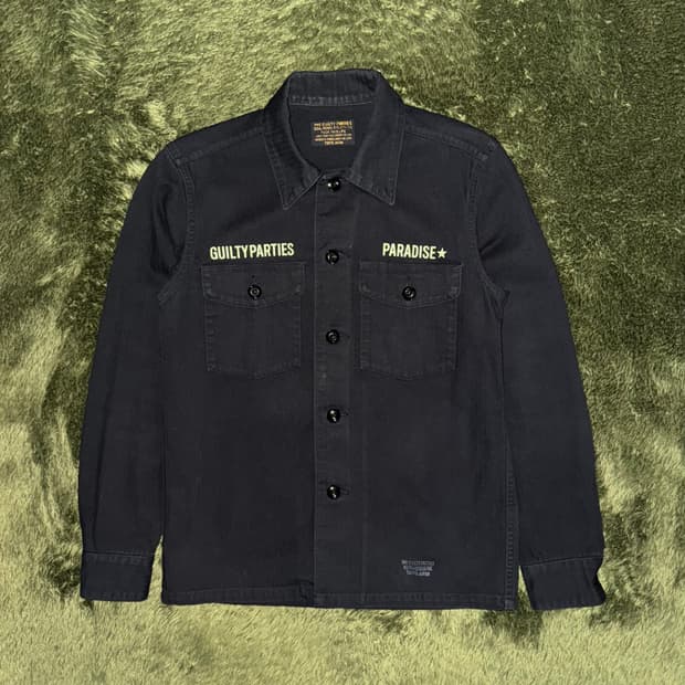 [S] WACKO MARIA 와코마리아 해링본 포켓 셔츠 블랙