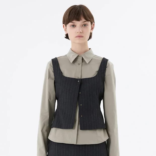 AMOMENTO WOOL SNAP BUTTON DOWN VEST