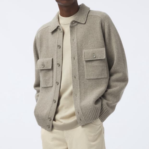 [XL] 유니클로 U 램스울 니트 가디건 그린