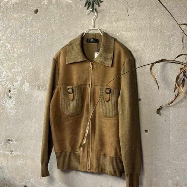 S-M ) France Vintage Suede Jacket