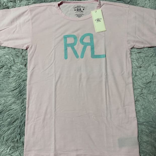 RRL 오리지널 로고 크루넥 그래픽 티셔츠 핑크 / 민트