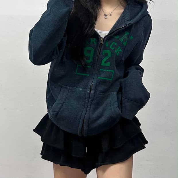 아베크롬비 y2k 올드스쿨 네이비 후드집업 희귀져지(M)