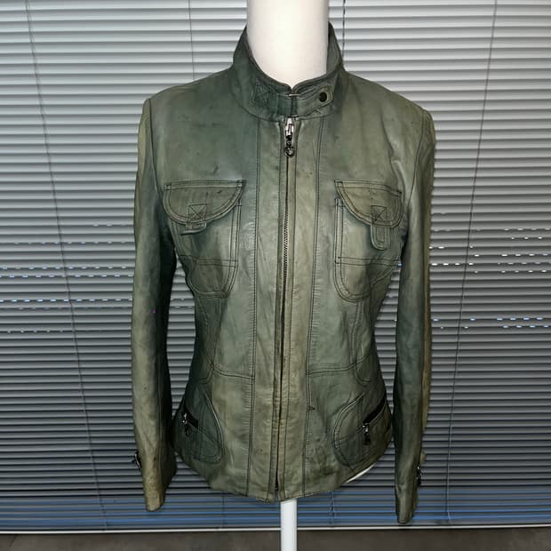 Japanese vintage green leather jacket