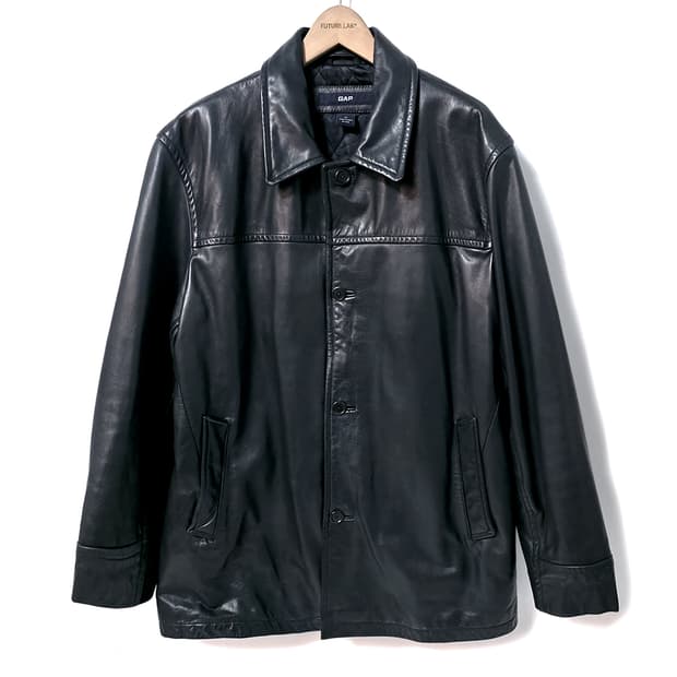 [XL] 00s 갭 레더 카 코트 블랙