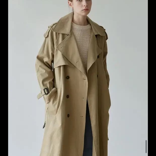 얀13 래글런 더블 트렌치코트 베이지