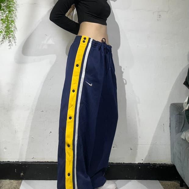00s 나이키 네이비 사이드 버튼 스냅 단추 와이드 추리닝 팬츠 바지 