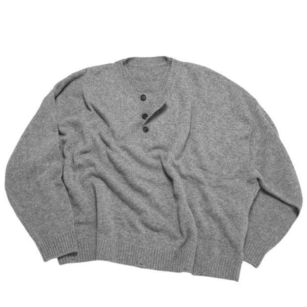 [M] MJD 콘트라스트 넥 캐시 크롭 니트 그레이