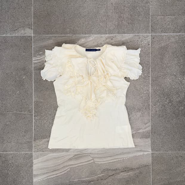 Ralph Lauren ivory ruffle cotton blouse