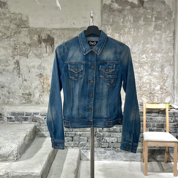 돌체 앤 가바나 중청 크롭 워싱 데님 자켓
