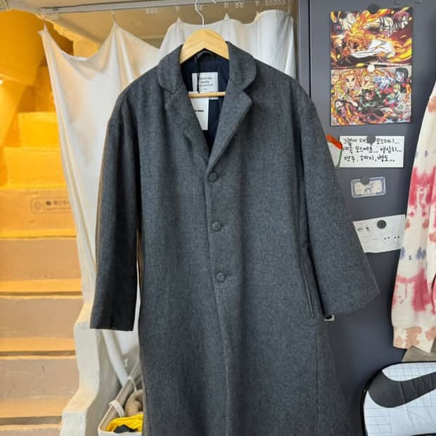 그레이 차콜 미디-롱코트