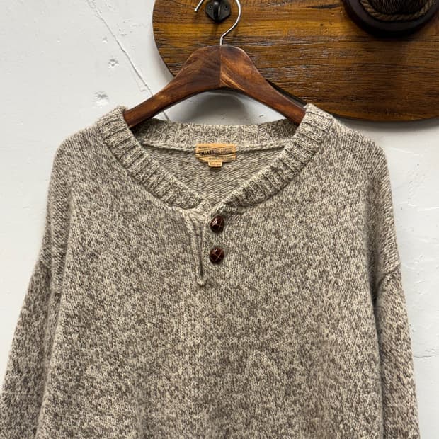 Vintage Wool Henley Neck Knit