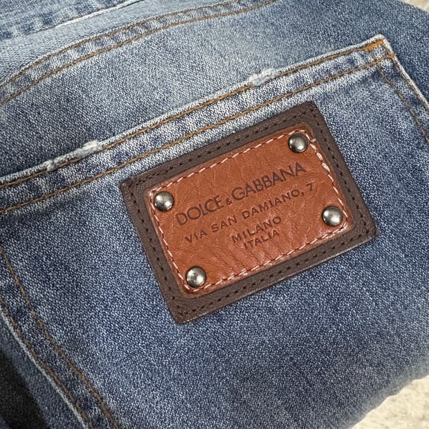 [50] 돌체앤가바나 가죽패치 워싱데님 청바지