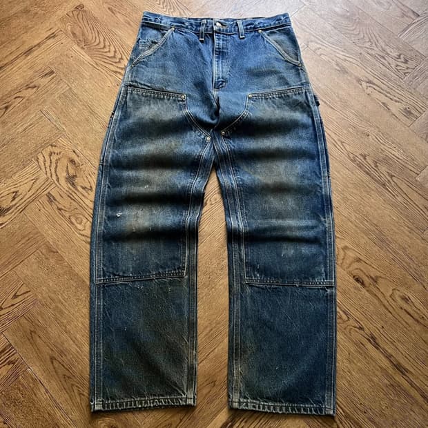 [34]칼하트 Made in USA 더티워싱 더블니 워크 데님 팬츠