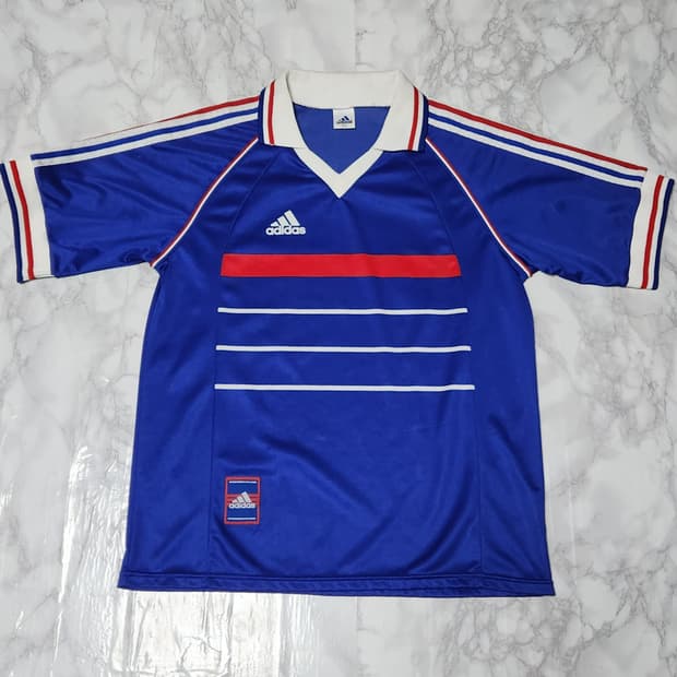 98-99 프랑스 홈 기반 커스텀 아이다스 유니폼 반팔