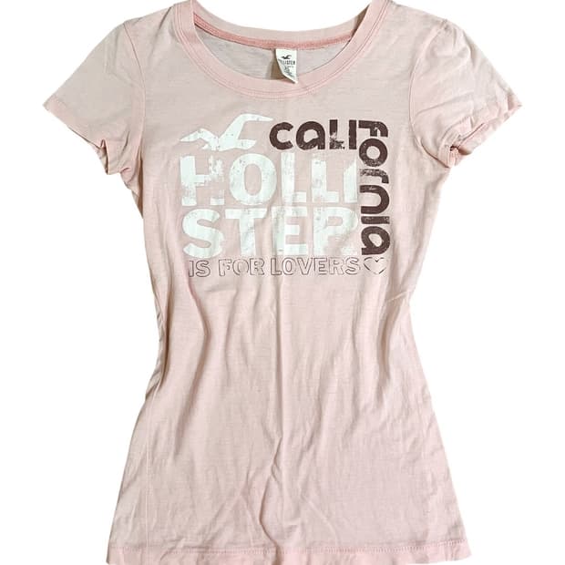 홀리스터 hollister 연핑크 레터링 반팔
