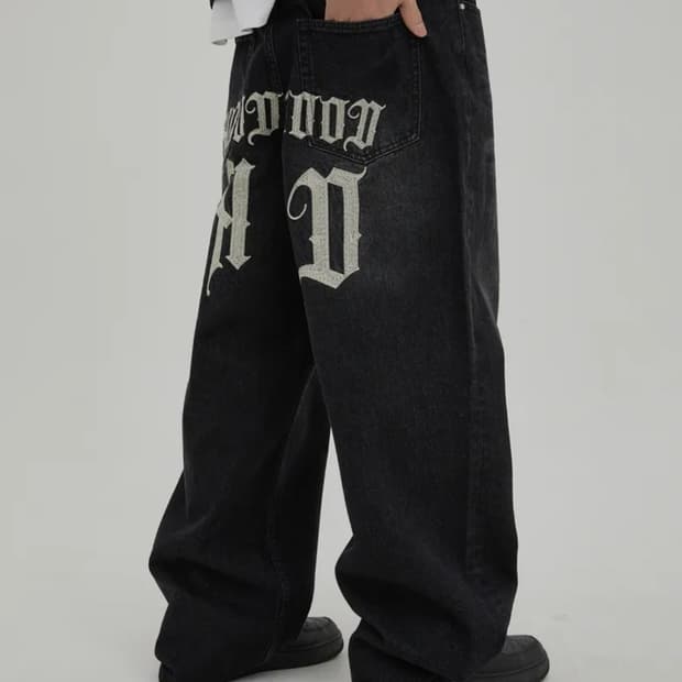 후드후드 블랙 흑청 데님 팬츠