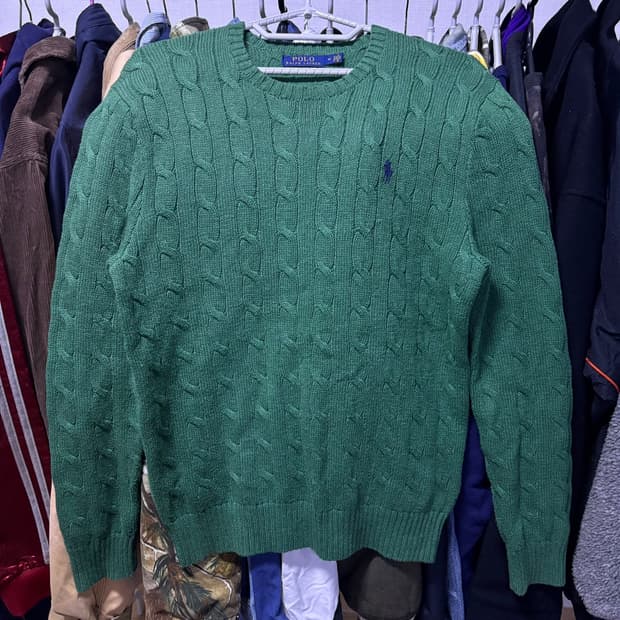 폴로 랄프로렌 케이블 니트 그린 M